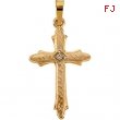 14K Yellow Gold Cross Pendant With Diamond