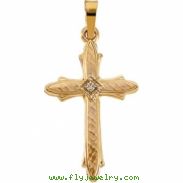 14K Yellow Gold Cross Pendant With Diamond