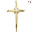 14K Yellow Gold Cross Pendant With Diamond