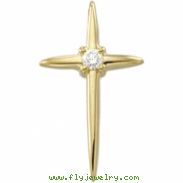 14K Yellow Gold Cross Pendant With Diamond