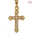 14K Yellow Gold Cross Pendant With Diamond