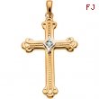 14K Yellow Gold Cross Pendant With Diamond