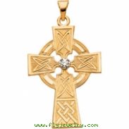 14K Yellow Gold Cross Pendant With Diamond