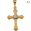 14K Yellow Gold Cross Pendant With Diamond