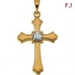 14K Yellow Gold Cross Pendant With Diamond