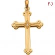 14K Yellow Gold Cross Pendant With Diamond