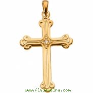 14K Yellow Gold Cross Pendant With Diamond