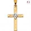 14K Yellow Gold Cross Pendant With Diamond