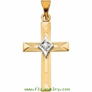 14K Yellow Gold Cross Pendant With Diamond