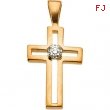 14K Yellow Gold Cross Pendant With Diamond