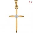 14K Yellow Gold Cross Pendant With Diamond