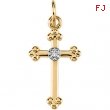 14K Yellow Gold Cross Pendant With Diamond