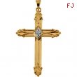 14K Yellow Gold Cross Pendant With Diamond