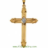 14K Yellow Gold Cross Pendant With Diamond