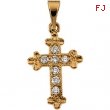 14K Yellow Gold Cross Pendant With Diamond