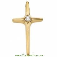 14K Yellow Gold Cross Pendant With Diamond