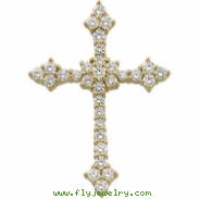 14K Yellow Gold Cross Pendant With Diamond