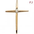 14K Yellow Gold Cross Pendant With Diamond