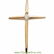 14K Yellow Gold Cross Pendant With Diamond