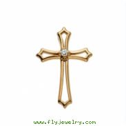 14K Yellow Gold Cross Pendant With Diamond