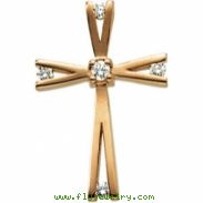 14K Yellow Gold Cross Pendant With Diamond