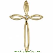 14K Yellow Gold Cross Pendant With Diamond