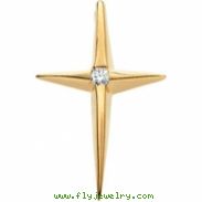 14K Yellow Gold Cross Pendant With Diamond