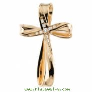 14K Yellow Gold Cross Pendant With Diamond