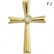 14K Yellow Gold Cross Pendant With Diamond