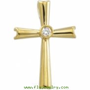 14K Yellow Gold Cross Pendant With Diamond