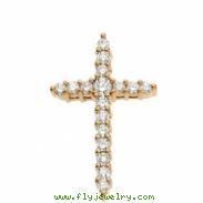 14K Yellow Gold Cross Pendant With Diamond