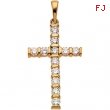 14K Yellow Gold Cross Pendant With Diamond