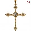 14K Yellow Gold Cross Pendant With Diamond