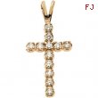 14K Yellow Gold Cross Pendant With Diamond