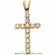 14K Yellow Gold Cross Pendant With Diamond