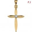 14K Yellow Gold Cross Pendant With Diamond`