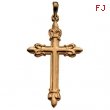 14K Yellow Gold Cross Pendant With Fleur De Lis Design