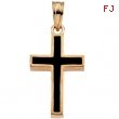 14K Yellow Gold Cross With Black Epoxy