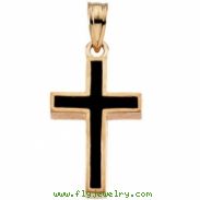 14K Yellow Gold Cross With Black Epoxy