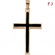 14K Yellow Gold Cross With Black Epoxy