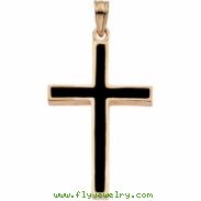 14K Yellow Gold Cross With Black Epoxy