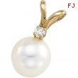 14K Yellow Gold Cultured Pearl And Diamond Pendant