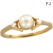 14K Yellow Gold Cultured Pearl And Diamond Ring