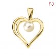 14K Yellow Gold Cultured Pearl Heart Pendant