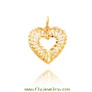 14K Yellow Gold Cut-Out Filigree Heart Charm