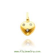 14K Yellow Gold CZ Puffed Heart Charm