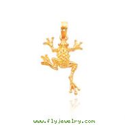 14K Yellow Gold Detailed Frog Pendant