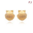 14K Yellow Gold Detailed Seashell Post Earrings