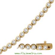14K Yellow Gold Diamond Bezel Set Classic Bracelet