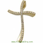 14K Yellow Gold Diamond Cross Pendant